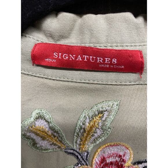 Signature 8 Women's Olive Embroidered Flower Jumpsuit SZ Medium Rare - Picture 5 of 8